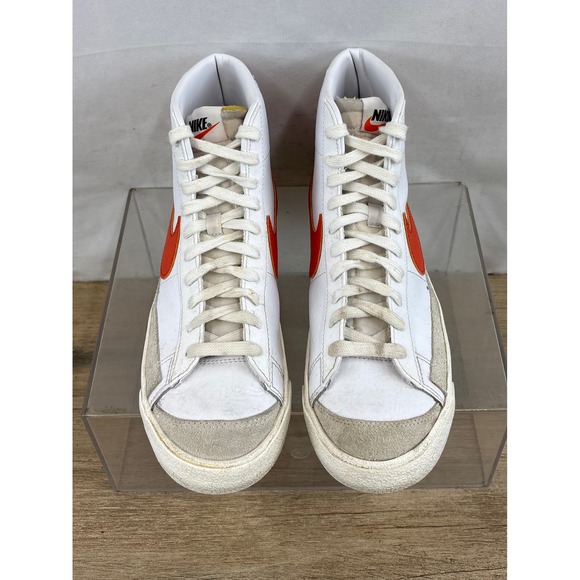 Nike Blazer Mid 77 Vintage White Orange Swoosh Men's High Top Shoes BQ6806 110 - Picture 3 of 10